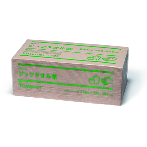 ジップタオル茶 1ケース(250枚入12束)