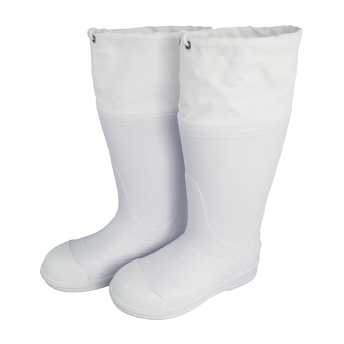 足軽スベラナイト 安全靴タイプ フードスリム 長靴白（1足）滑りにくい軽量フード付き長靴
